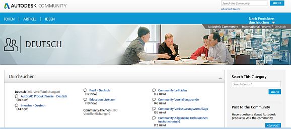 Autodesk Community Deeutschland (Screenshot: Channelbiz.de)