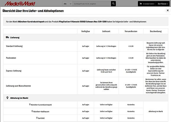 Media Markt hat die Menge seiner Lieferoptionen um den Sofortdienst erweitert. (Bild: ITespesso.dwe)