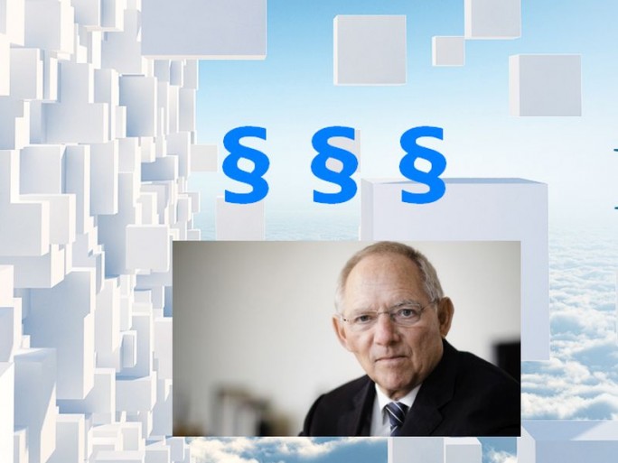 Schäuble Paragraphen-Bigdata-Nextevolution (Bildzusammenstellung: Channelbiz.de. Schäuble: Finanzministerium. Hintergrund: Nextevolution)
